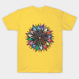 Multicolored mandala. Red, blue, yellow, green, all colors of the rainbow. Uplifting. T-Shirt